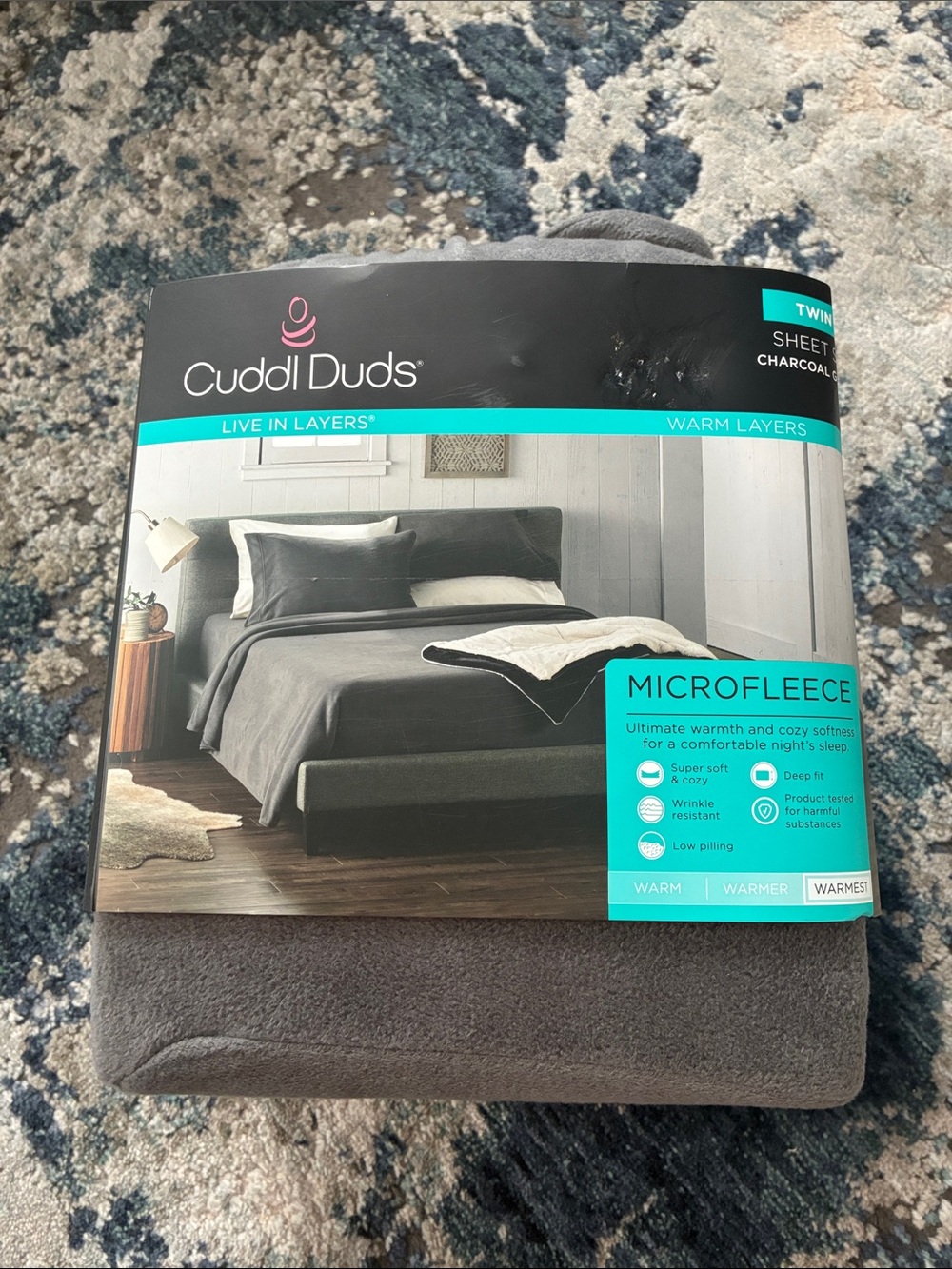 New Cuddl Duds Charcoal Microfleece Sheet Set Twin